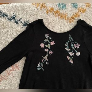 Lauren Conrad Black Floral Blouse